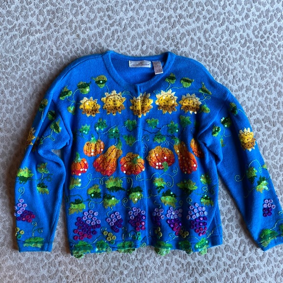 Jane’s Closet Sweaters - Vintage Jane’s Closet Rare Embroidered Harvest Sequin Cardigan Sweater, size L